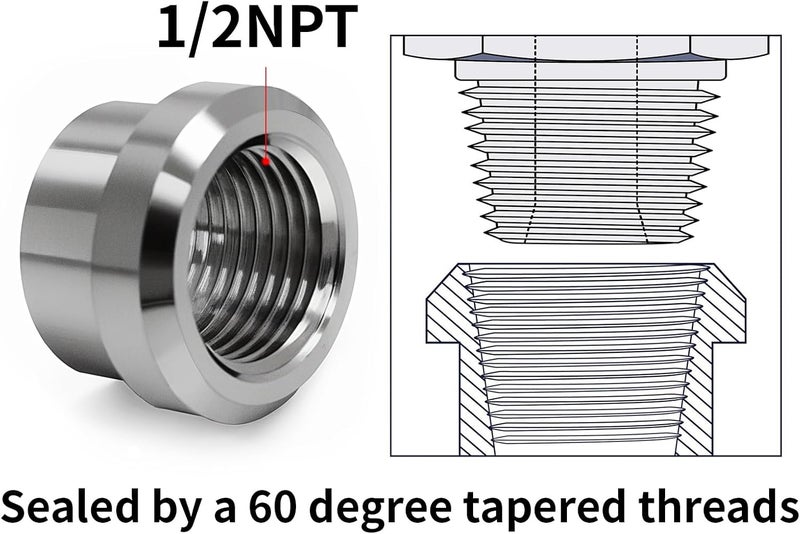 CNRAQR Aluminum 1/2" NPT Female Weld on Bung Weldable Fitting 4PCS - Image 3